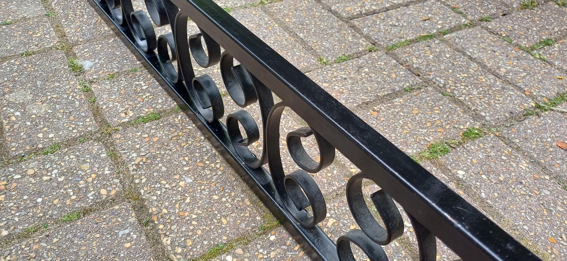 Vintage Wrought Iron Fire Guard with Brass Finials Ornate Scroll Design Fender, Georgian Style Fender Fireplace