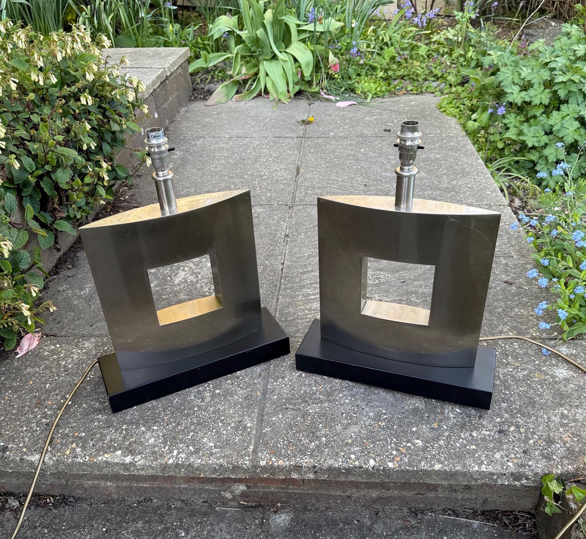 Top Quality Industrial Style Heavy Metal lamps – brushed steel on metal base – large working and PAT tested lamps