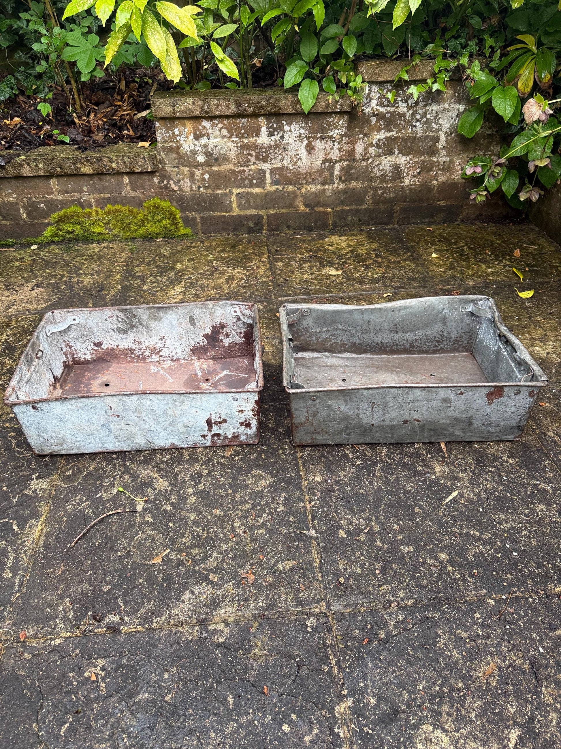 Pair of Industrial Galvanised Metal Storage Crates or Rustic Metal Planters - perfect for outdoors, patio, conservatory, kitchen 2