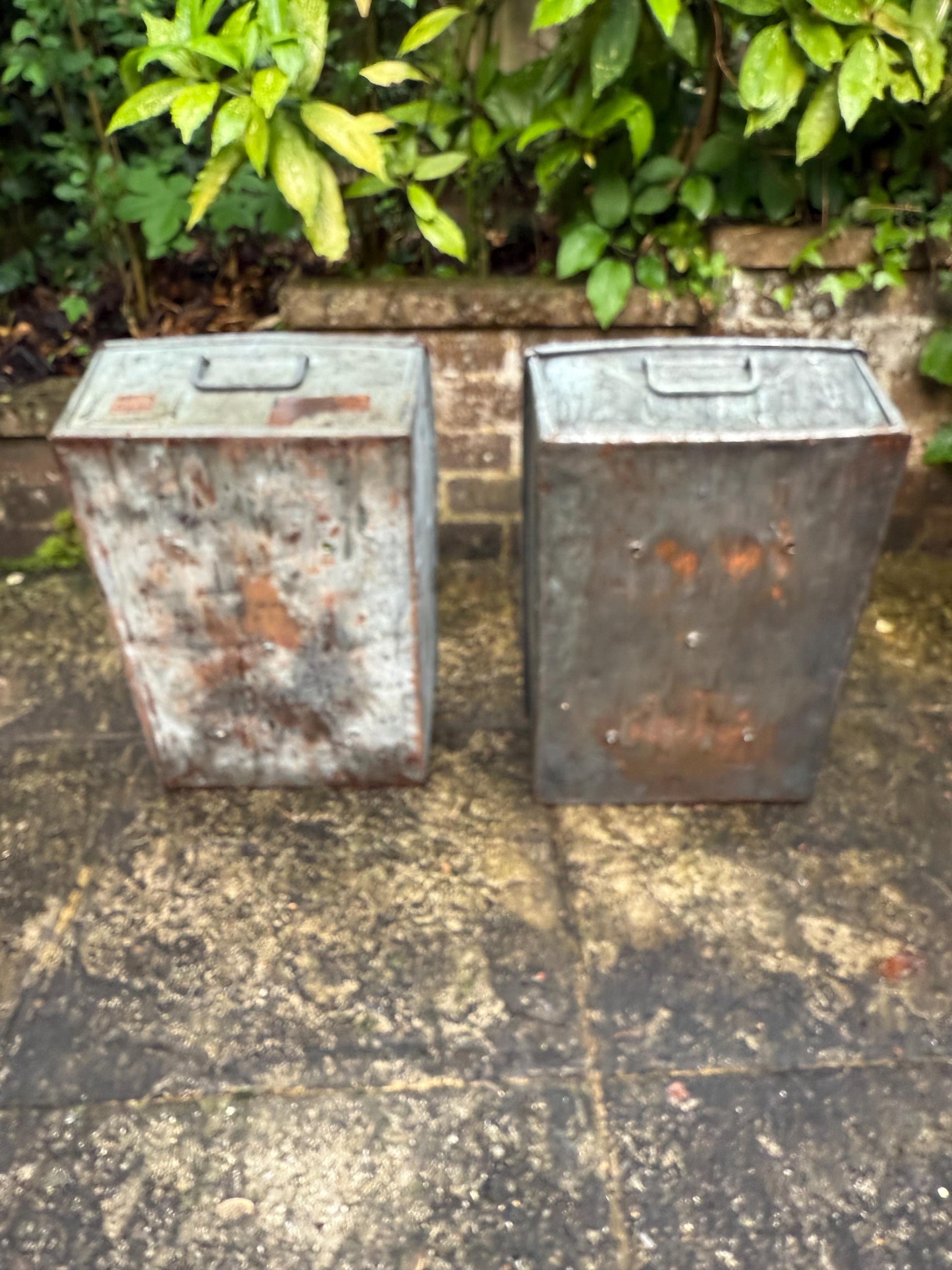 Pair of Industrial Galvanised Metal Storage Crates or Rustic Metal Planters - perfect for outdoors, patio, conservatory, kitchen 1