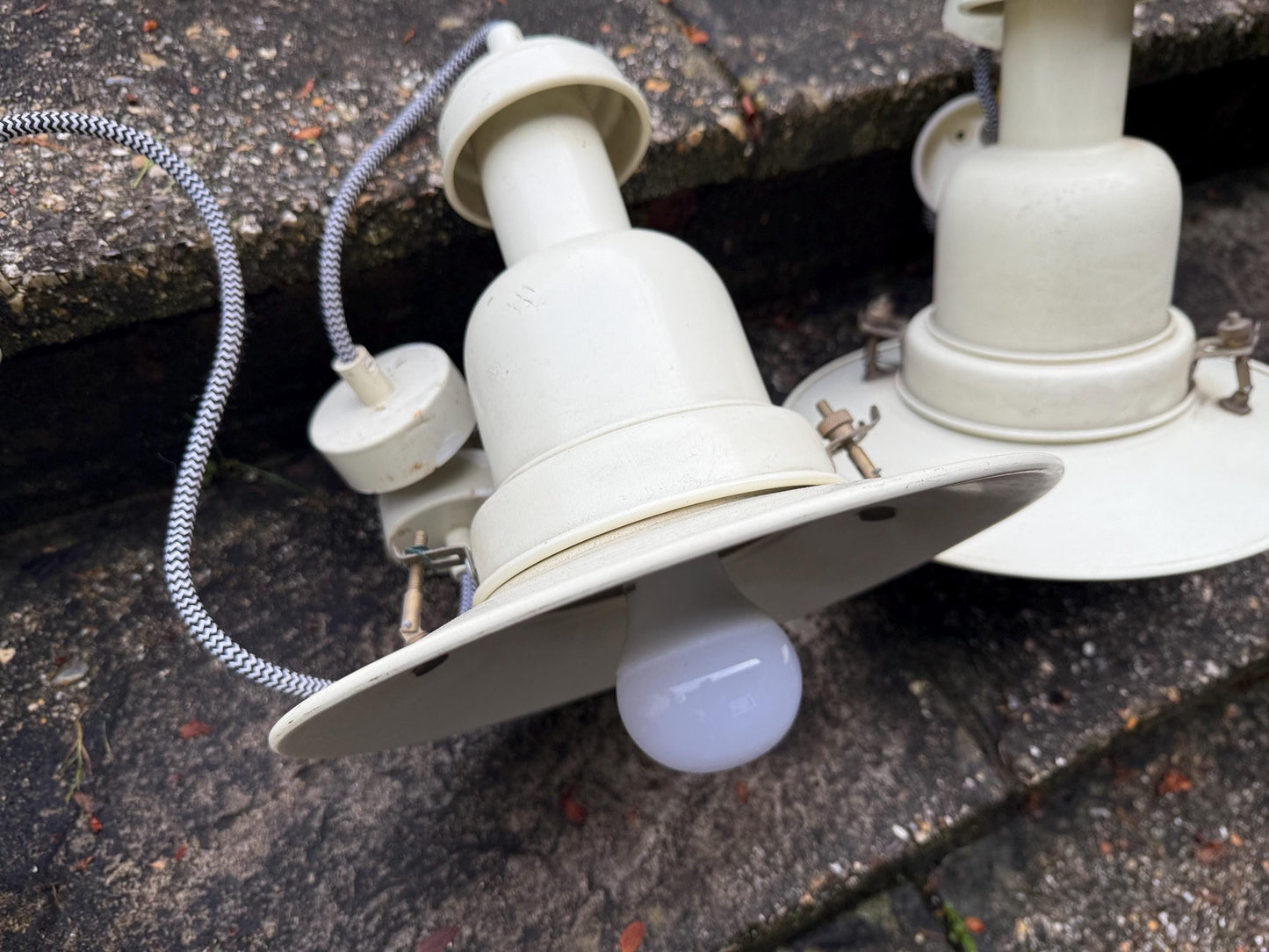 Vintage Industrial Pendant Lights, 3 enamel industrial reproduction lights