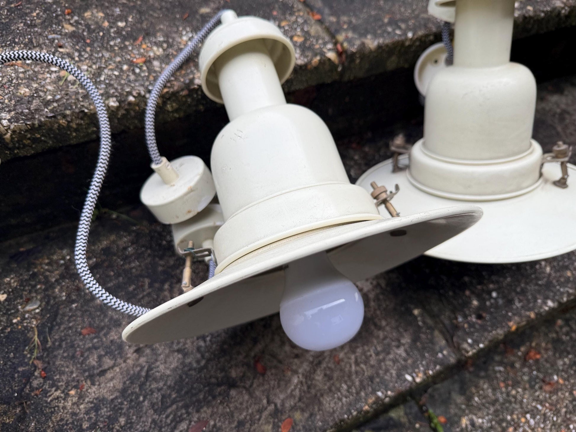 Vintage Industrial Pendant Lights, 3 enamel industrial reproduction lights