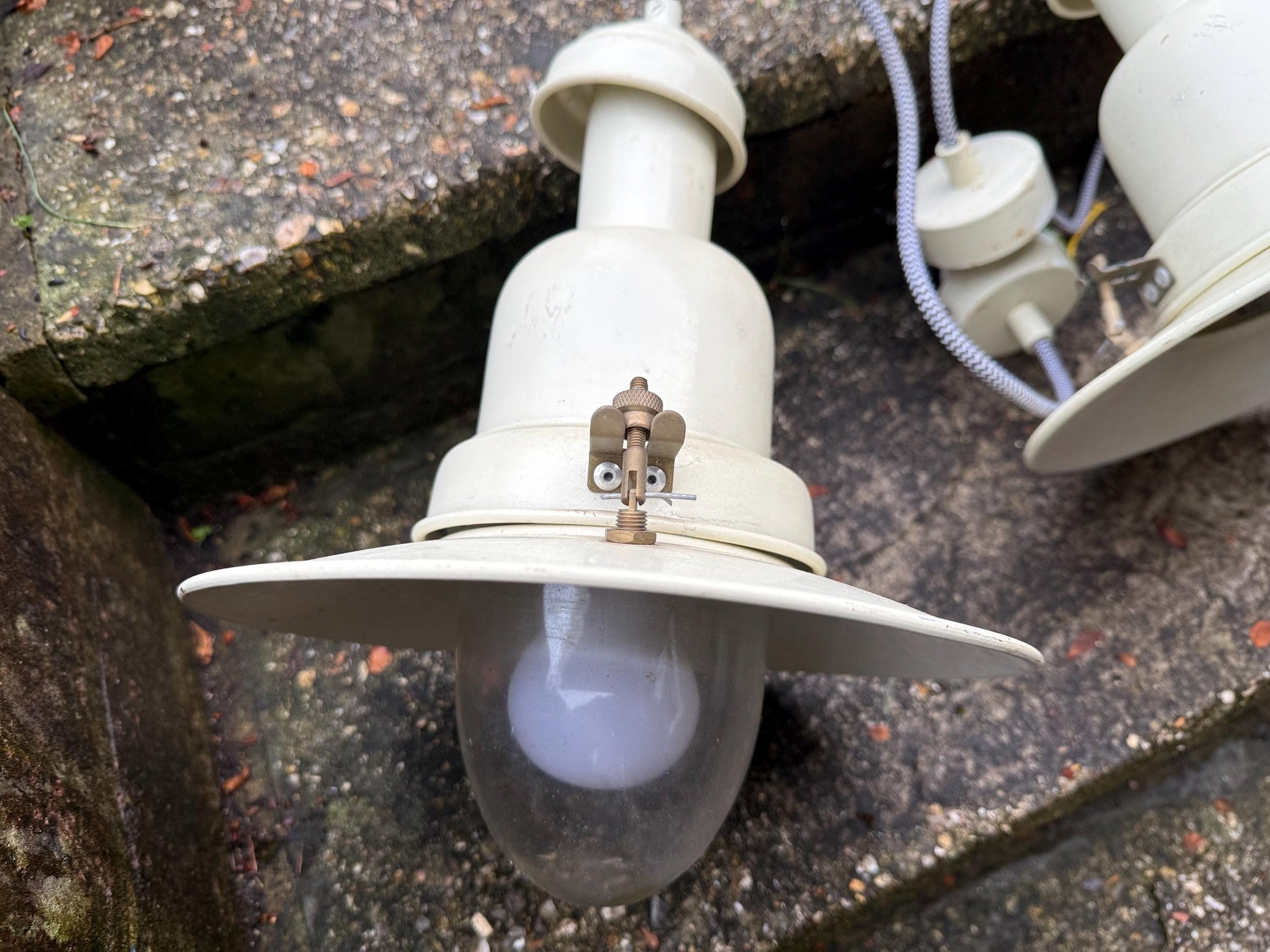 Vintage Industrial Pendant Lights, 3 enamel industrial reproduction lights
