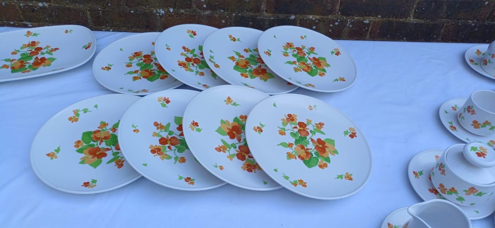 Vintage Noritake Progression “Happy Days” 9069, Vintage Dinnerware Set, 1970s retro dinnerware, floral service - 45 pieces