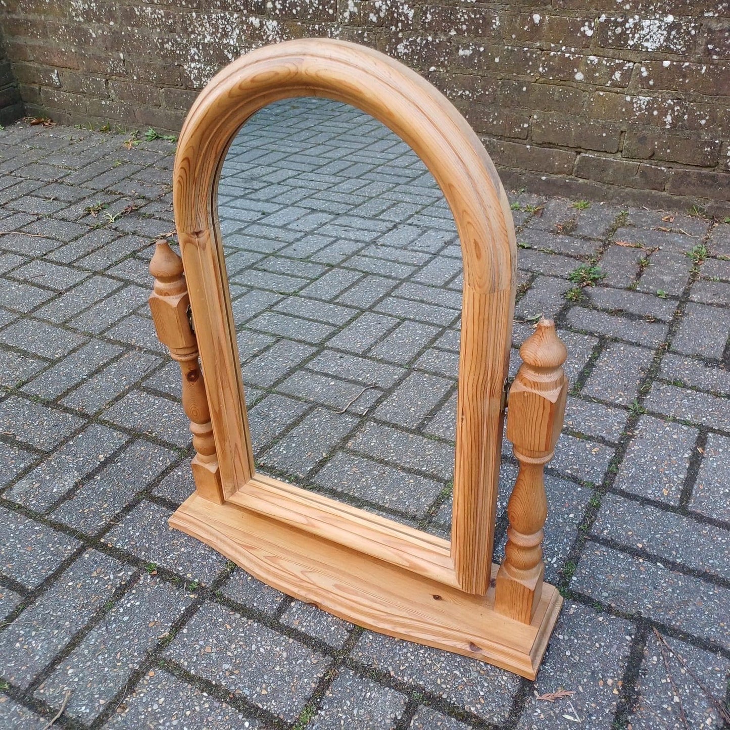 Large vintage pine swing mirror, dressing table mirror, large table mirror, vintage vanity mirror - 63cm tall, 53cm wide