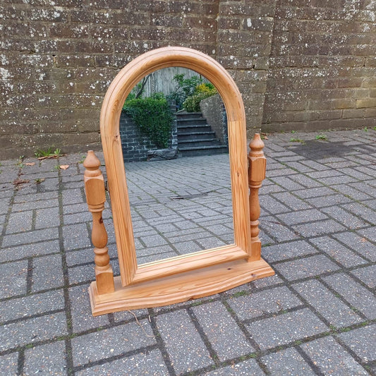 Large vintage pine swing mirror, dressing table mirror, large table mirror, vintage vanity mirror - 63cm tall, 53cm wide