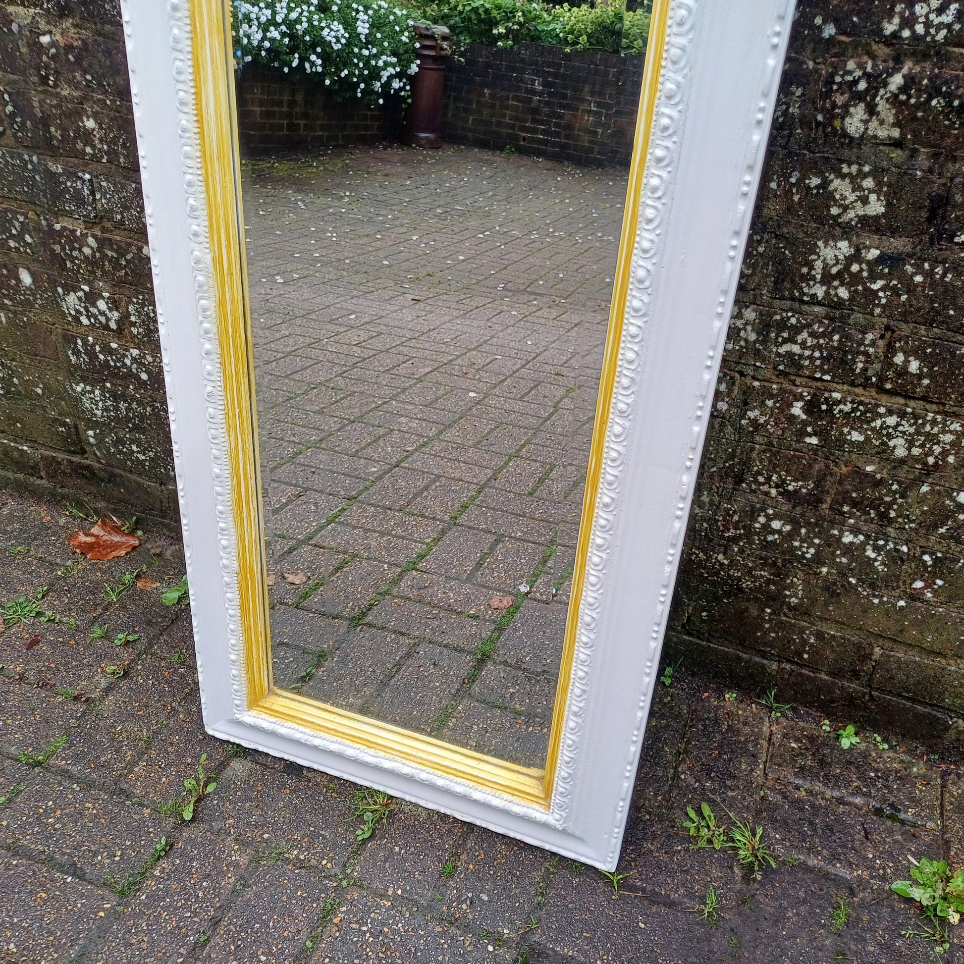 Tall Hand Painted Ornate Wall Mirror with Cherub Detail Vintage White & Gold Rococo Style Full-Length Shabby Chic Mirror FREE HAND Delivery