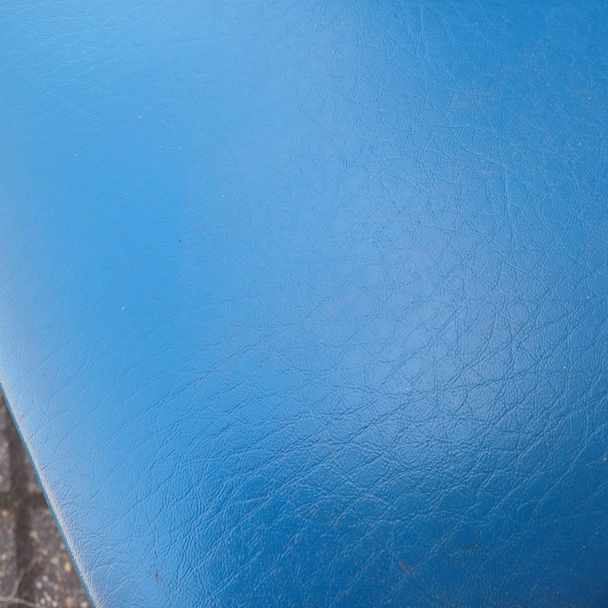 Pair of Mid-Century Modern Retro Dining Chairs Solid Wood Frames with Blue Vinyl Seats