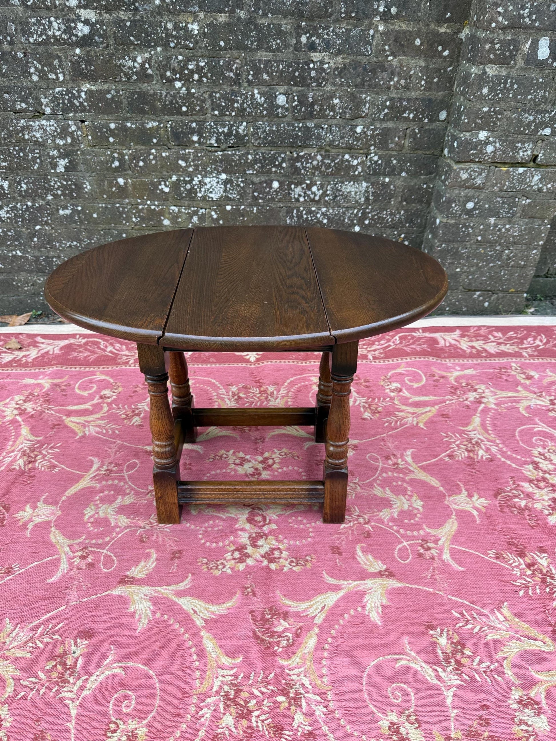 Vintage solid oak swivel folding occasional table - delightful mid century, 1950s folding table