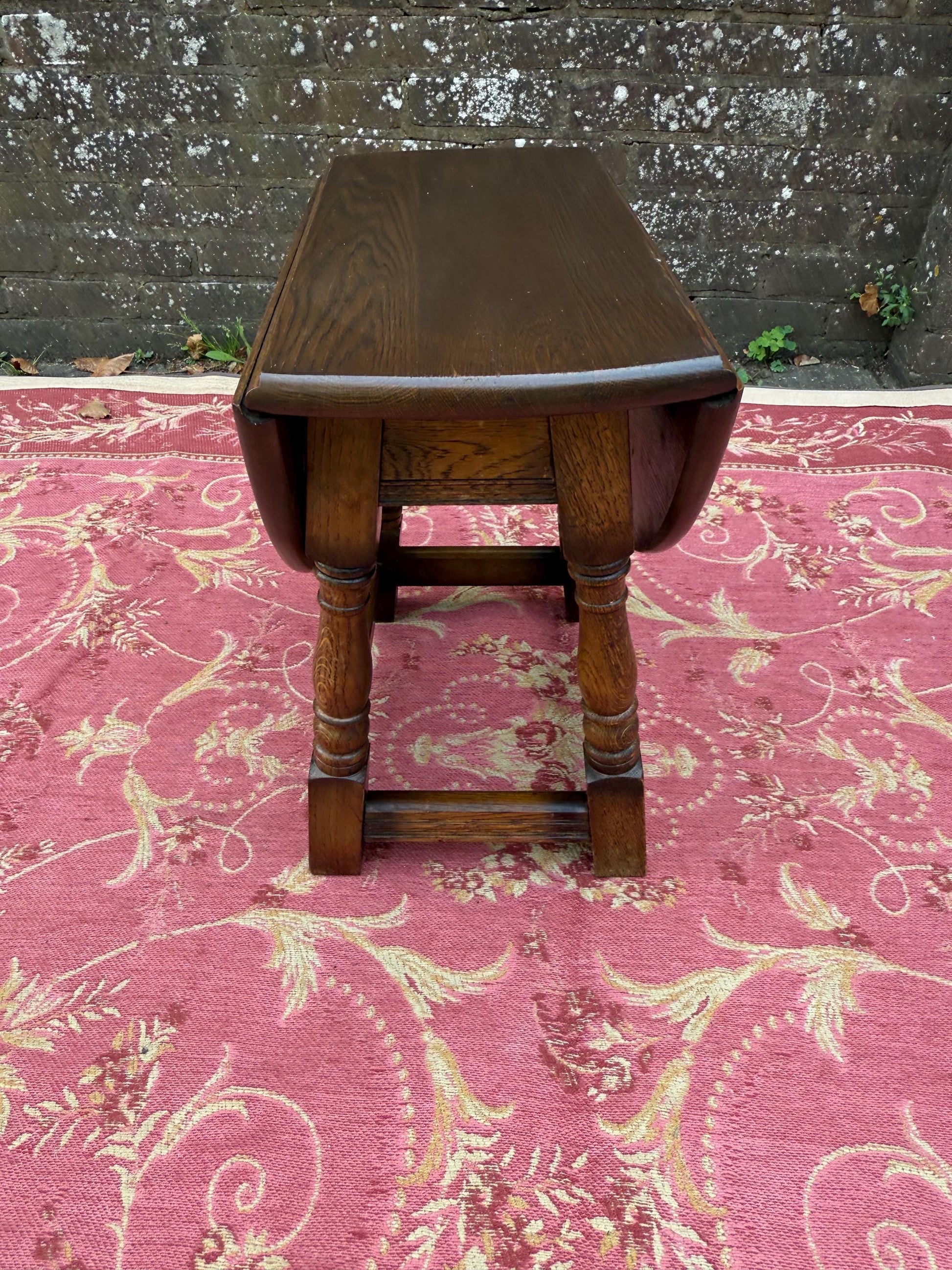 Vintage solid oak swivel folding occasional table - delightful mid century, 1950s folding table