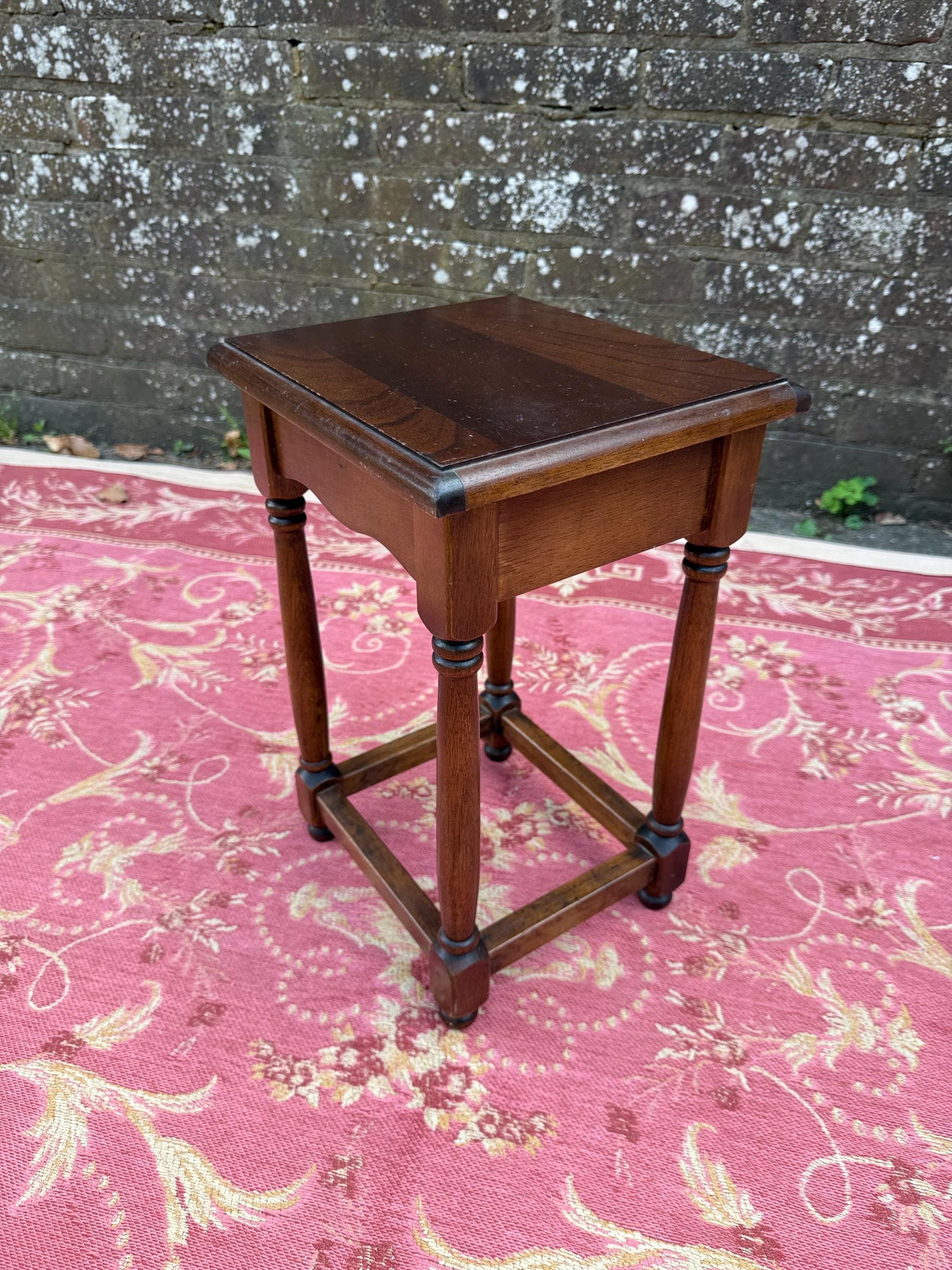 Small wooden vintage table or plant stand or lamp table, vintage side table