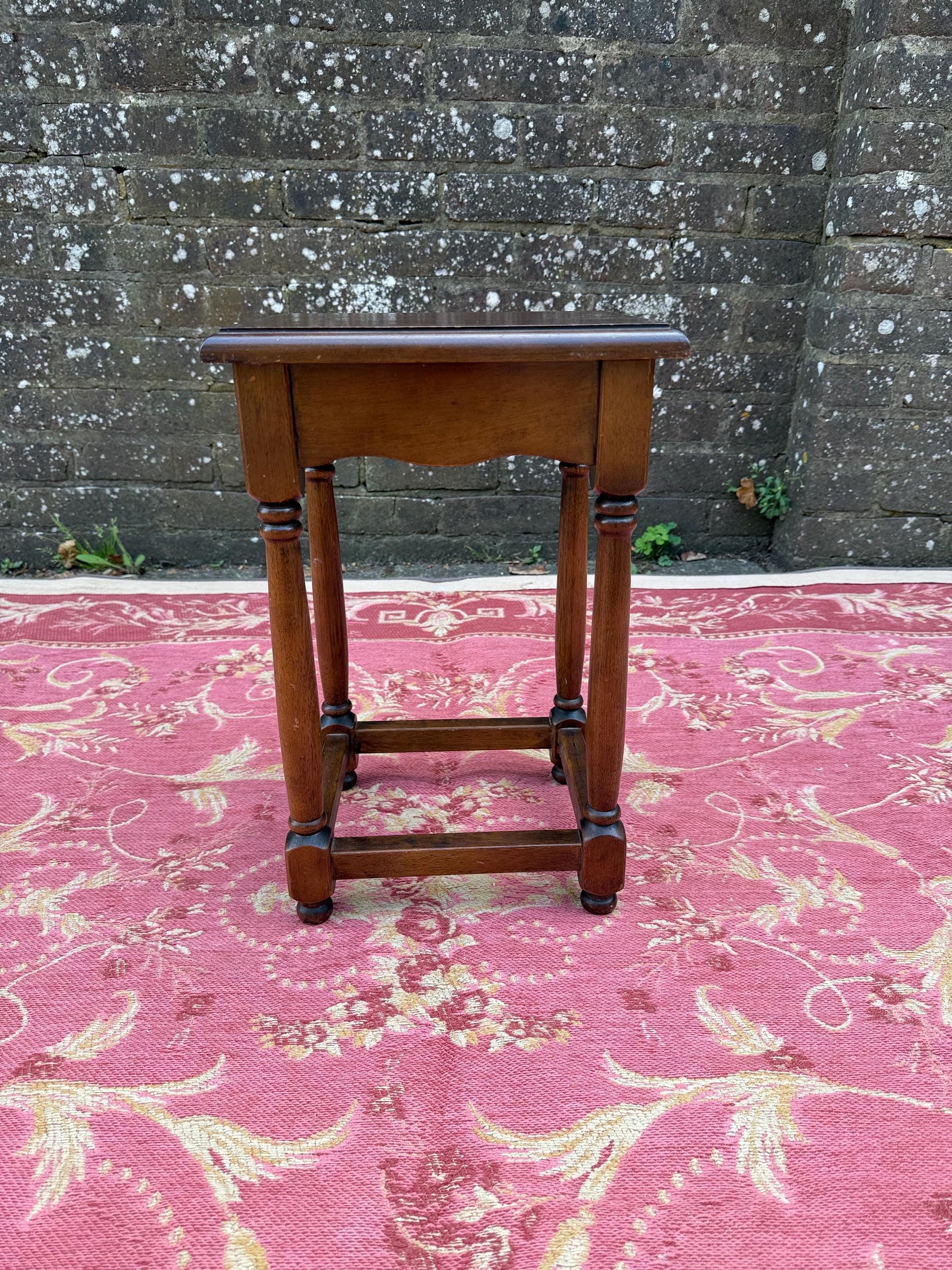 Small wooden vintage table or plant stand or lamp table, vintage side table