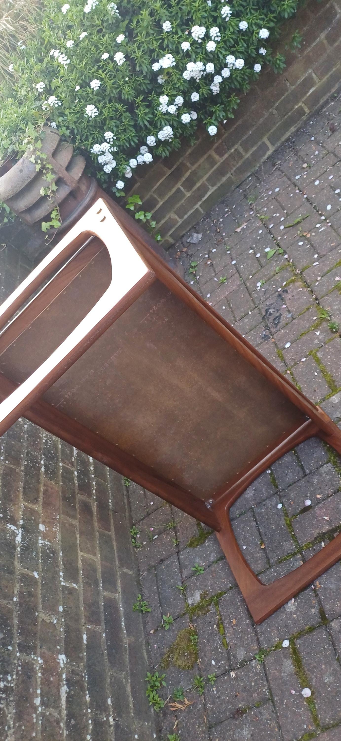 Vintage Mid-Century Modern Teak and Tiled Coffee Table Chestnut Leaf Design 1970s Retro Boho Scandi Style FREE HAND Delivery