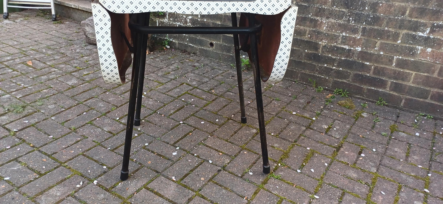 Classic American Vintage Retro Funky Drop Leaf Geometric Formica and Metal Kitchen Dining Table Quintessential 50s Décor FREE HAND Delivery