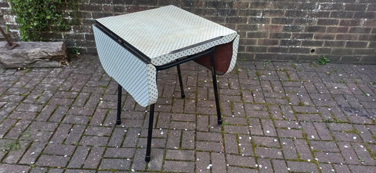 Classic American Vintage Retro Funky Drop Leaf Geometric Formica and Metal Kitchen Dining Table Quintessential 50s Décor FREE HAND Delivery
