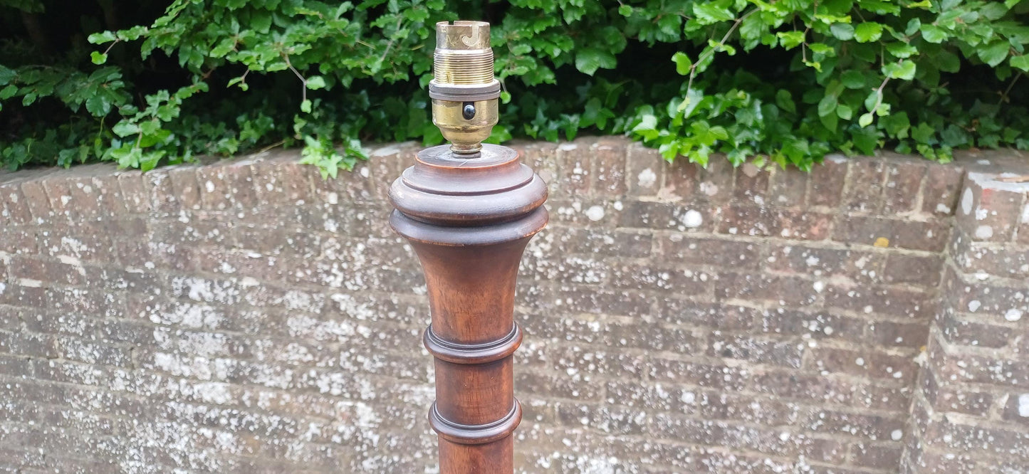 Vintage Mahogany Turned Column Floor Standard Lamp Working Order Traditional Style VGC FREE HAND Delivery Working Order and Pat Tested