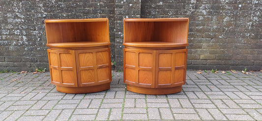 Pair of Vintage Nathan Corner Units Mid Century Teak Cabinets Modular Corinthian Design, Bedside or Living Room Storage FREE HAND Delivery