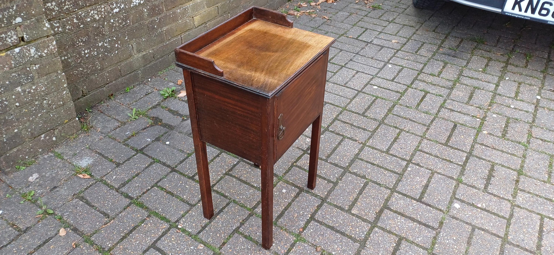 Antique Edwardian Mahogany Bedside Cabinet Gallery Top Vintage Storage Side Table