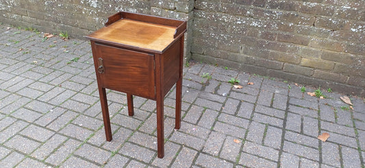Antique Edwardian Mahogany Bedside Cabinet Gallery Top Vintage Storage Side Table