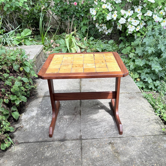 authentic retro g plan side table. large tiled top side or occasional teak G plan table