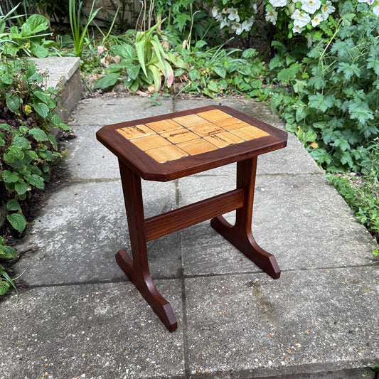 retro G PLan table made out of teak and tile in scandi style