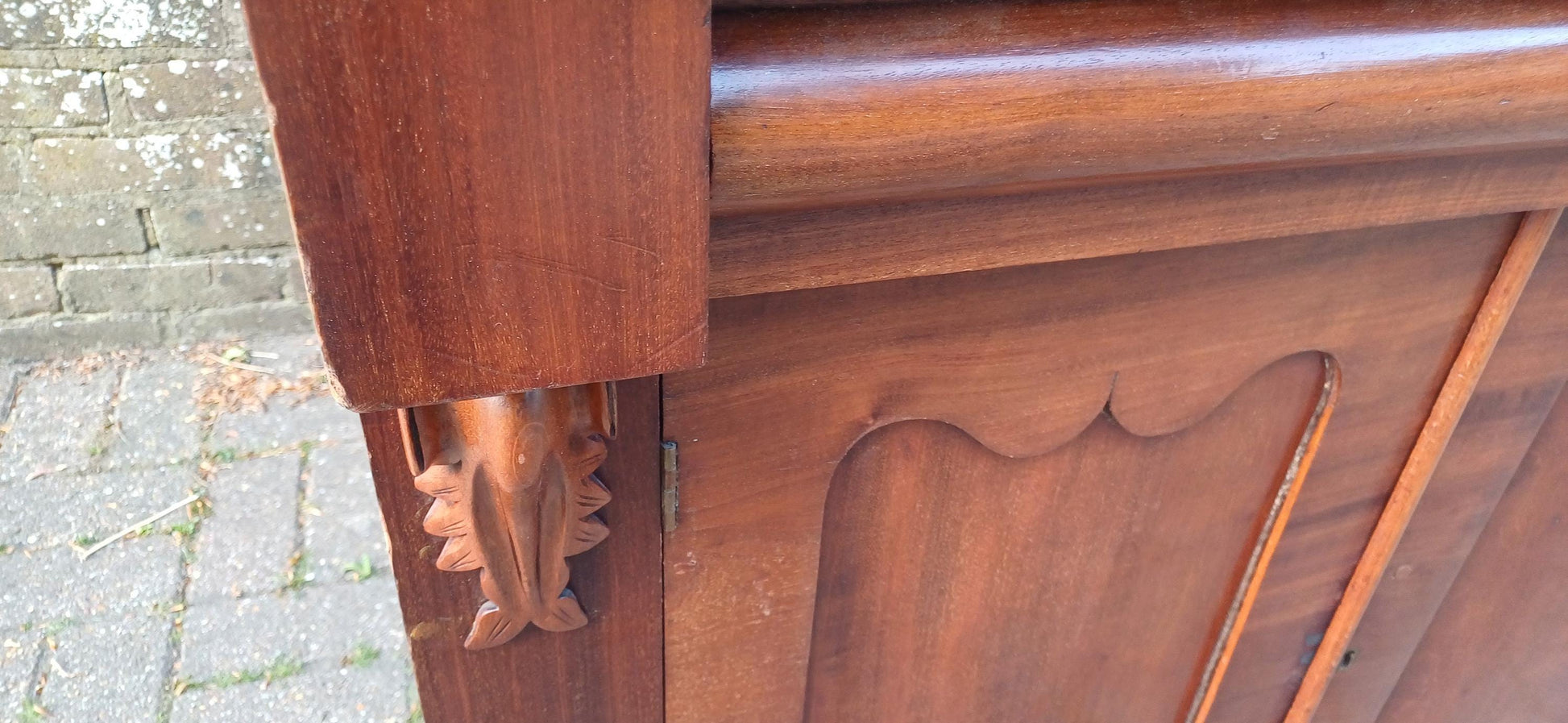 Victorian Rococo Revival Mahogany Chiffoniere 19th Century Antique Sideboard with Carved Pediment & Gothic Panels FREE HAND Delivery