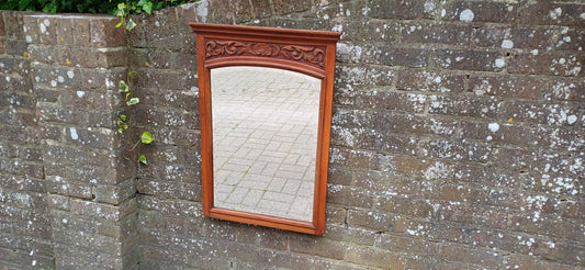 Vintage Early 20th Century Satinwood Wall Mirror with Ornate Carved Frame – Converted Dressing Table Mirror, Unique Antique Decor
