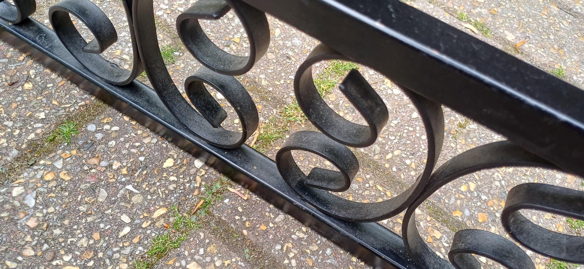 Vintage Wrought Iron Fire Guard with Brass Finials Ornate Scroll Design Fender, Georgian Style Fender Fireplace