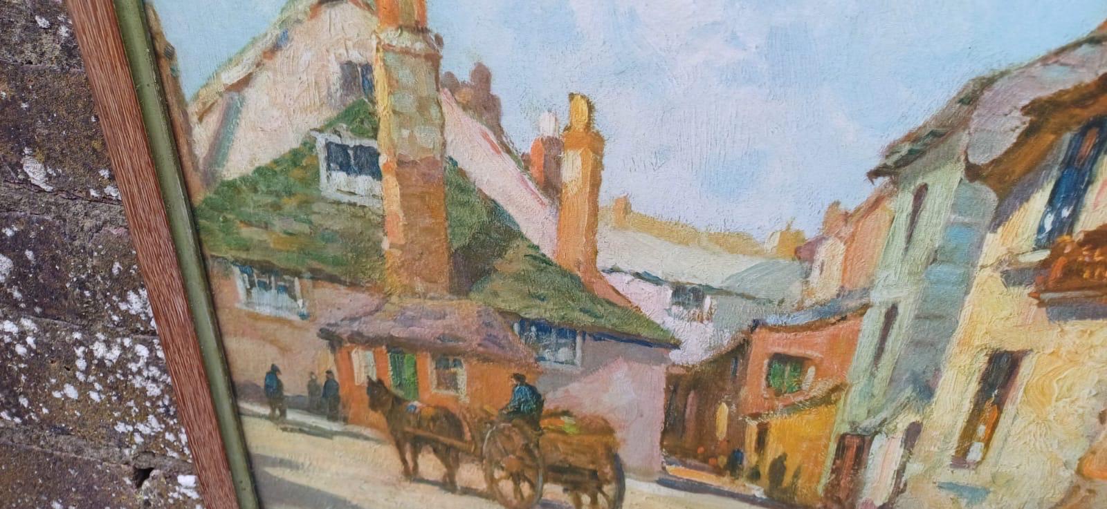 Rare Vintage 1900s print of The Sloop Inn, St Ives, Cornwall - painted by Brean, of Inn 1669 - framed in vintage wooden frame - read to hang