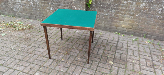Vintage Folding Card Table with Green Felt Top – 1950s Utility Design Incredibly Practical Spare Table FREE DELIVERY