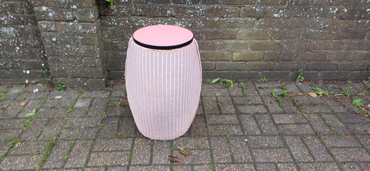 Vintage Pink Lloyd Loom Linen Basket by Lusty Retro Laundry Hamper with Formica Lid 1950s Mid Century Storage Shabby Chic Bathroom Decor