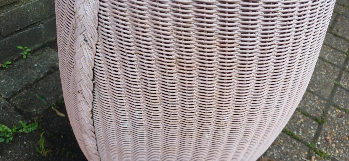 Vintage Pink Lloyd Loom Linen Basket by Lusty Retro Laundry Hamper with Formica Lid 1950s Mid Century Storage Shabby Chic Bathroom Decor