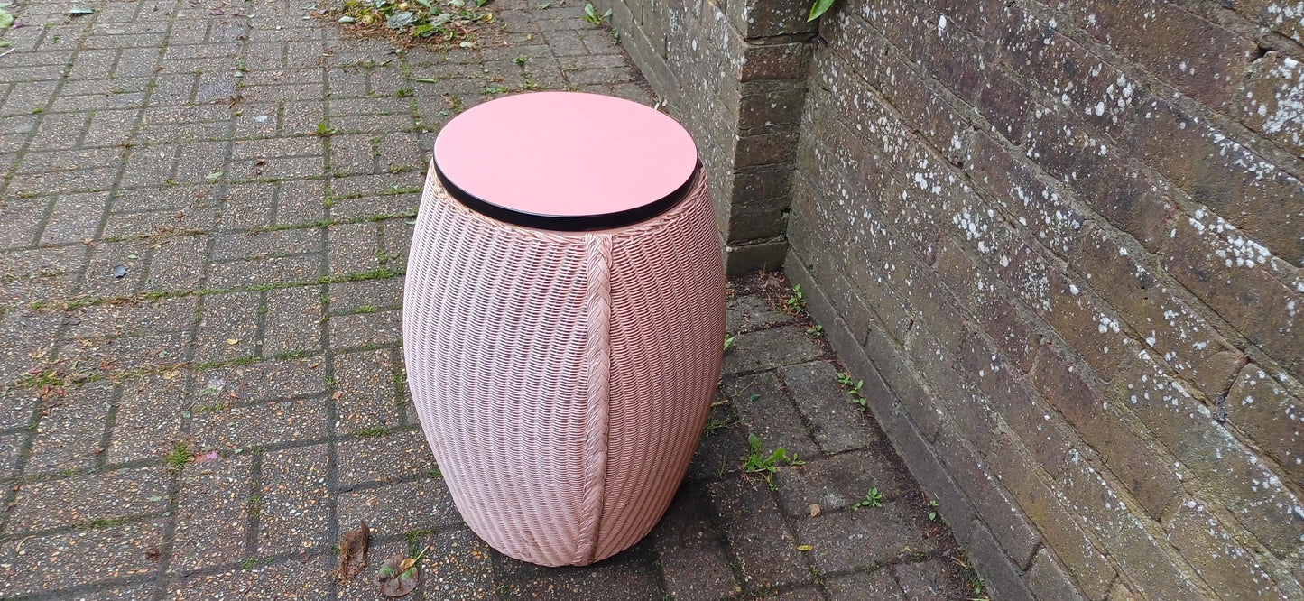Vintage Pink Lloyd Loom Linen Basket by Lusty Retro Laundry Hamper with Formica Lid 1950s Mid Century Storage Shabby Chic Bathroom Decor
