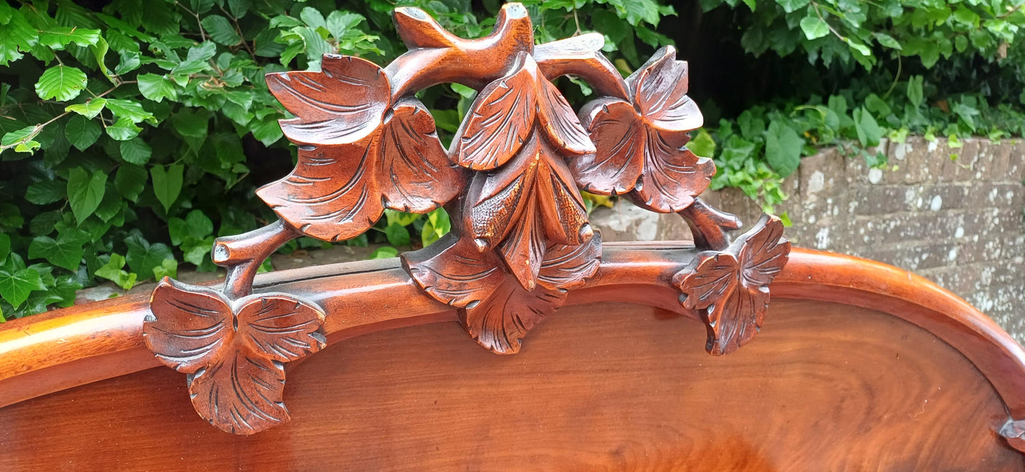 Antique Victorian Mahogany Sideboard Buffet Cabinet | Carved Mirror Back | English 19th Century Furniture