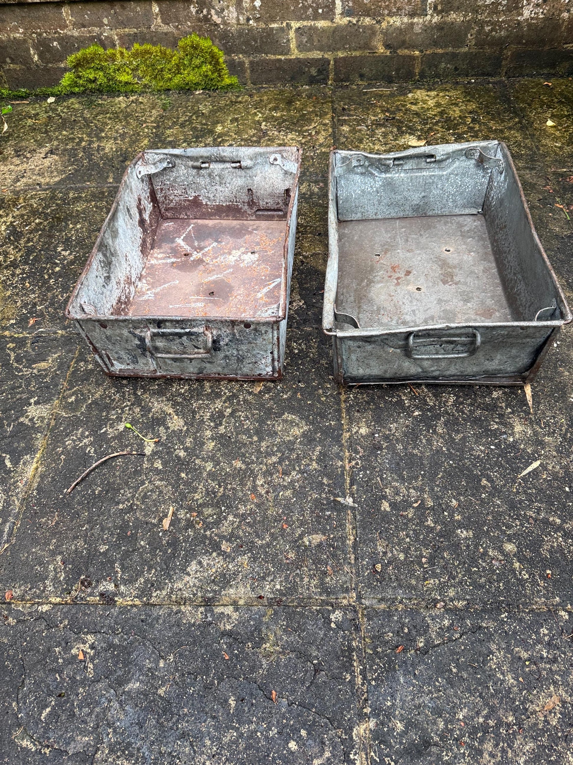 Pair of Industrial Galvanised Metal Storage Crates or Rustic Metal Planters - perfect for outdoors, patio, conservatory, kitchen 2