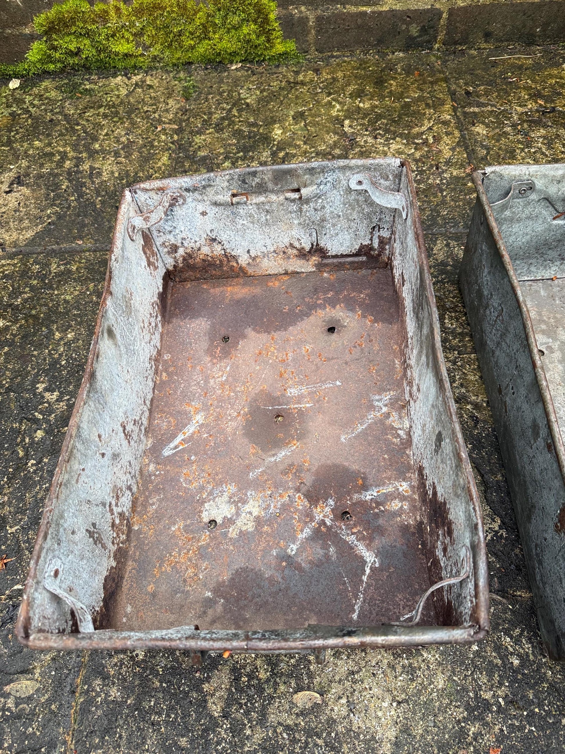 Pair of Industrial Galvanised Metal Storage Crates or Rustic Metal Planters - perfect for outdoors, patio, conservatory, kitchen 2