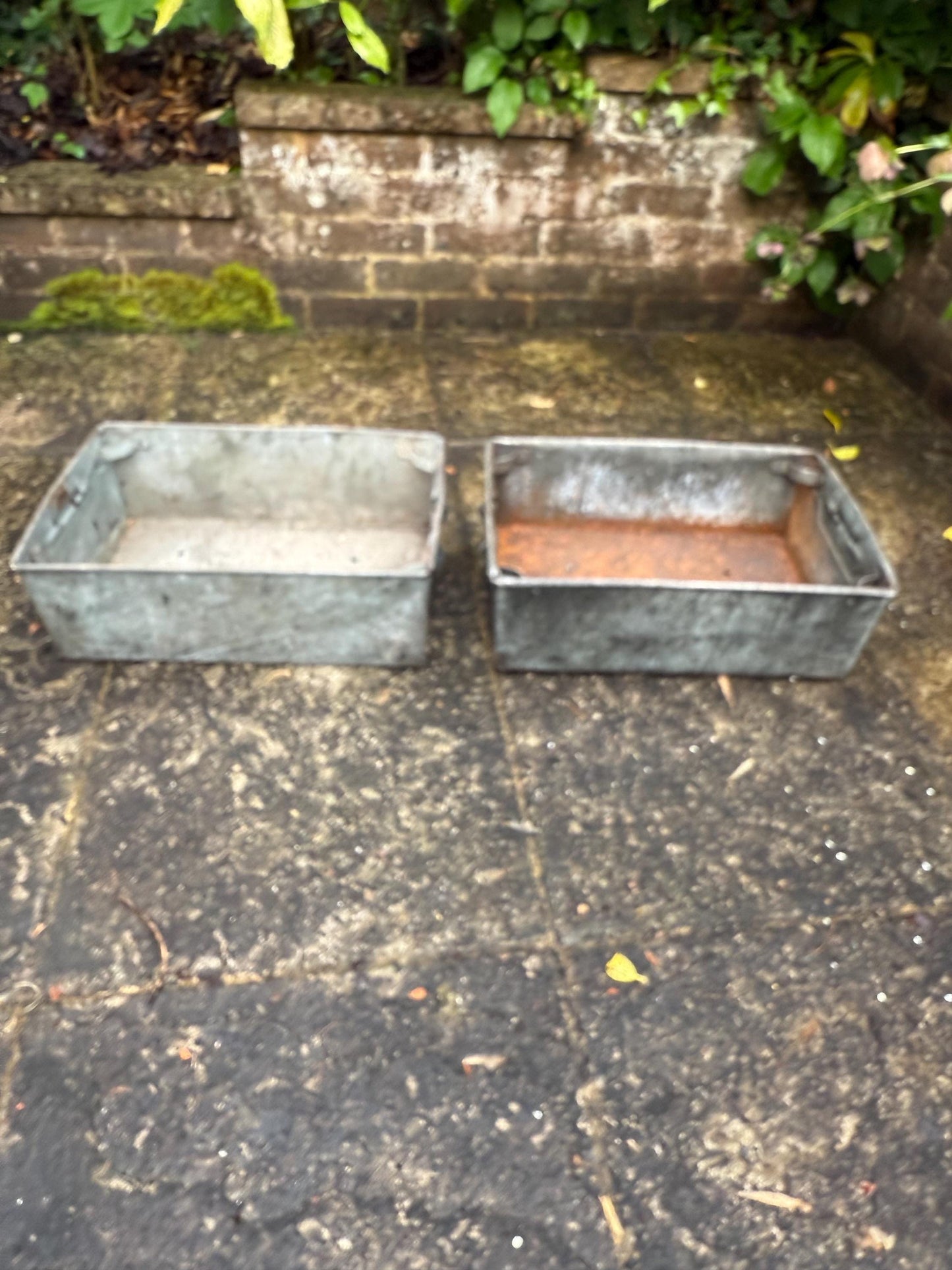 Pair of Industrial Galvanised Metal Storage Crates or Rustic Metal Planters - perfect for outdoors, patio, conservatory, kitchen 1