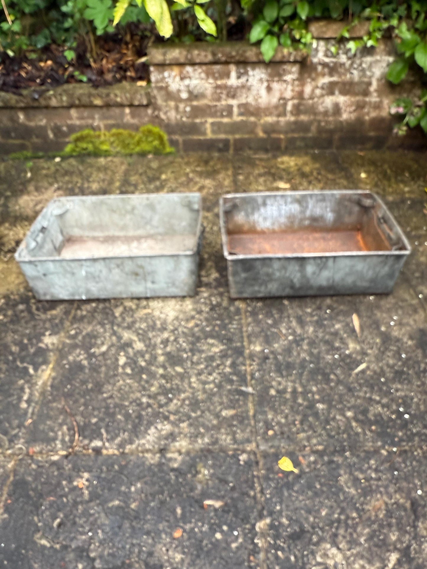 Pair of Industrial Galvanised Metal Storage Crates or Rustic Metal Planters - perfect for outdoors, patio, conservatory, kitchen 1