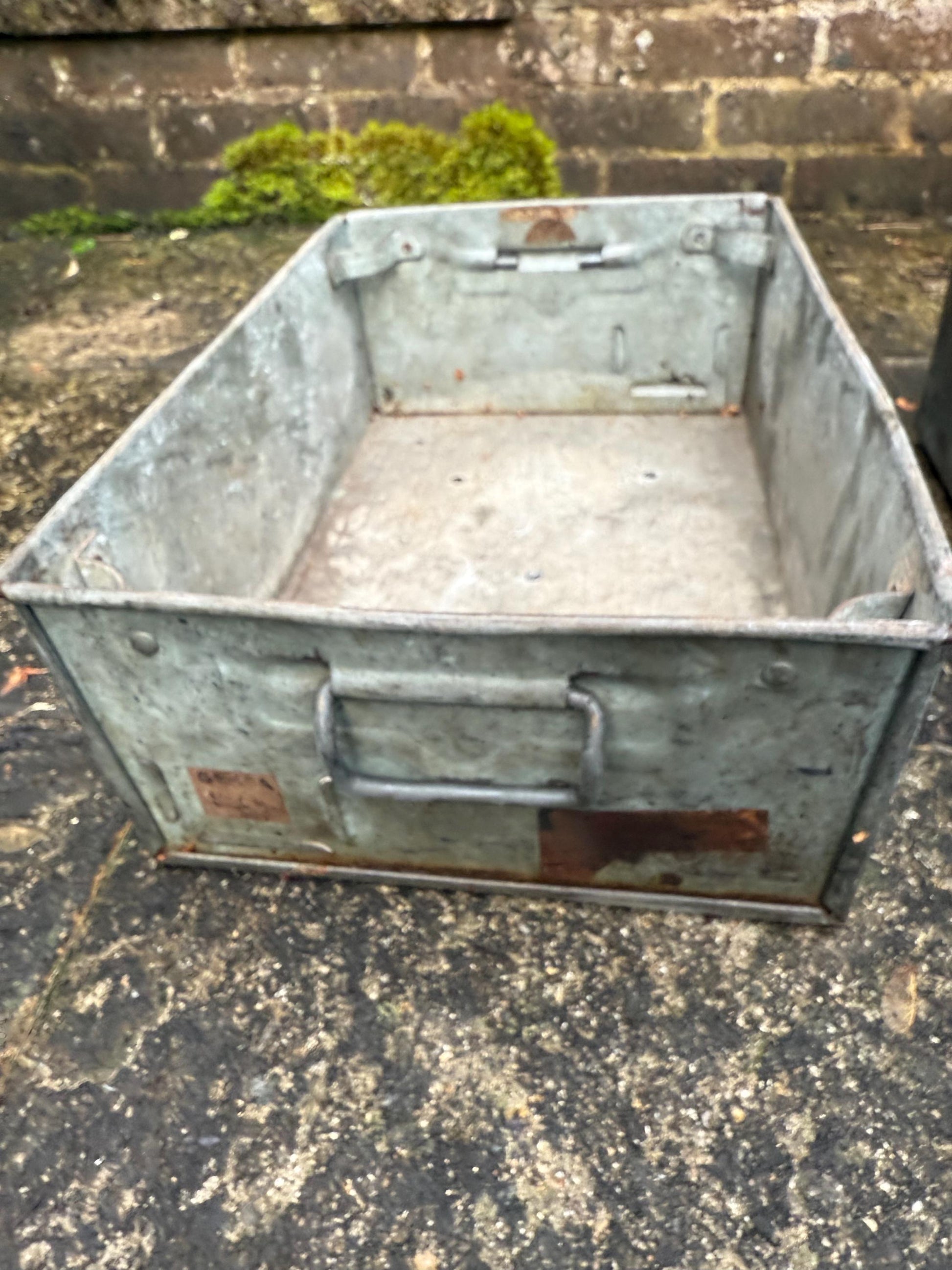 Pair of Industrial Galvanised Metal Storage Crates or Rustic Metal Planters - perfect for outdoors, patio, conservatory, kitchen 1