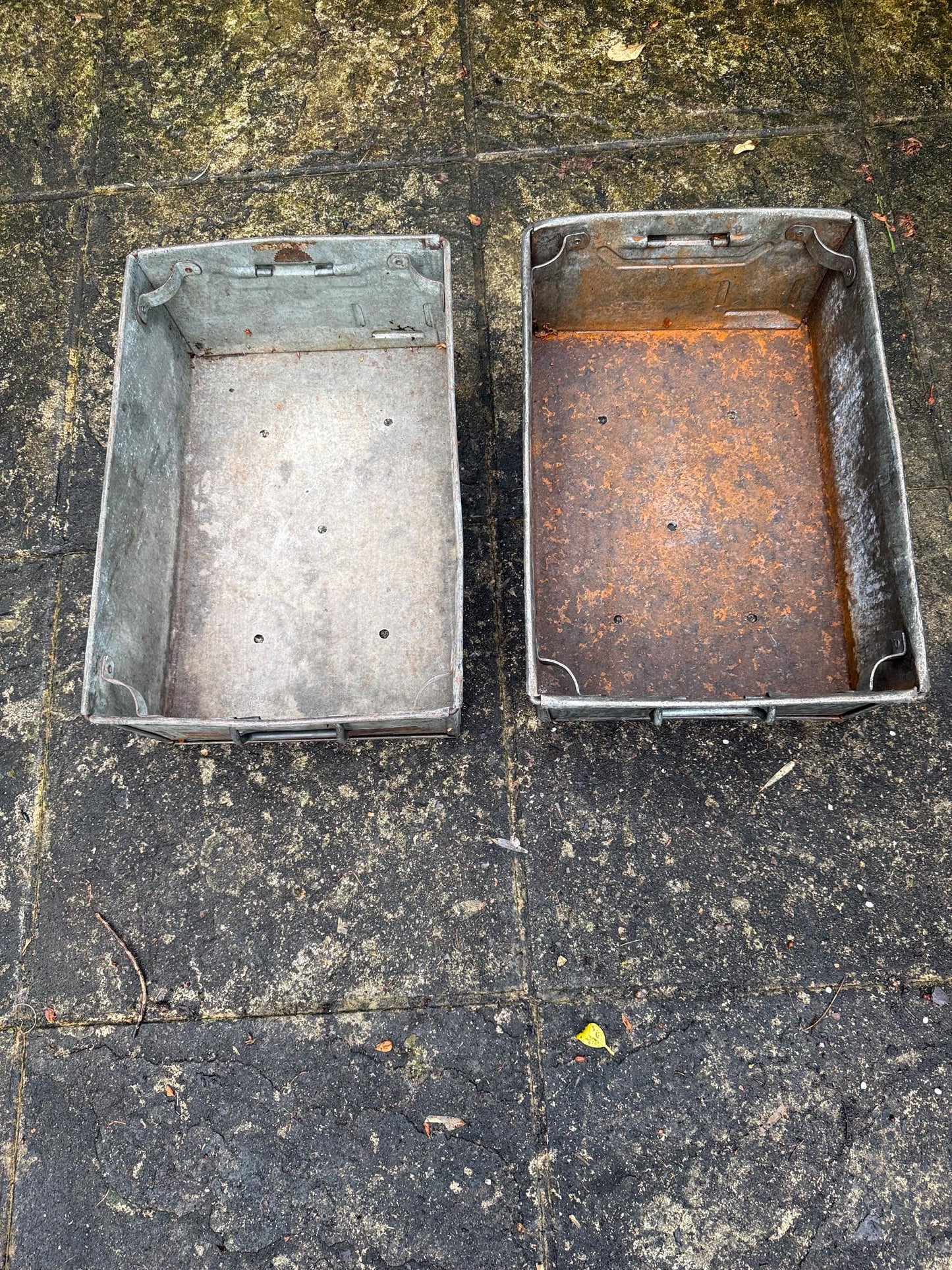 Pair of Industrial Galvanised Metal Storage Crates or Rustic Metal Planters - perfect for outdoors, patio, conservatory, kitchen 1