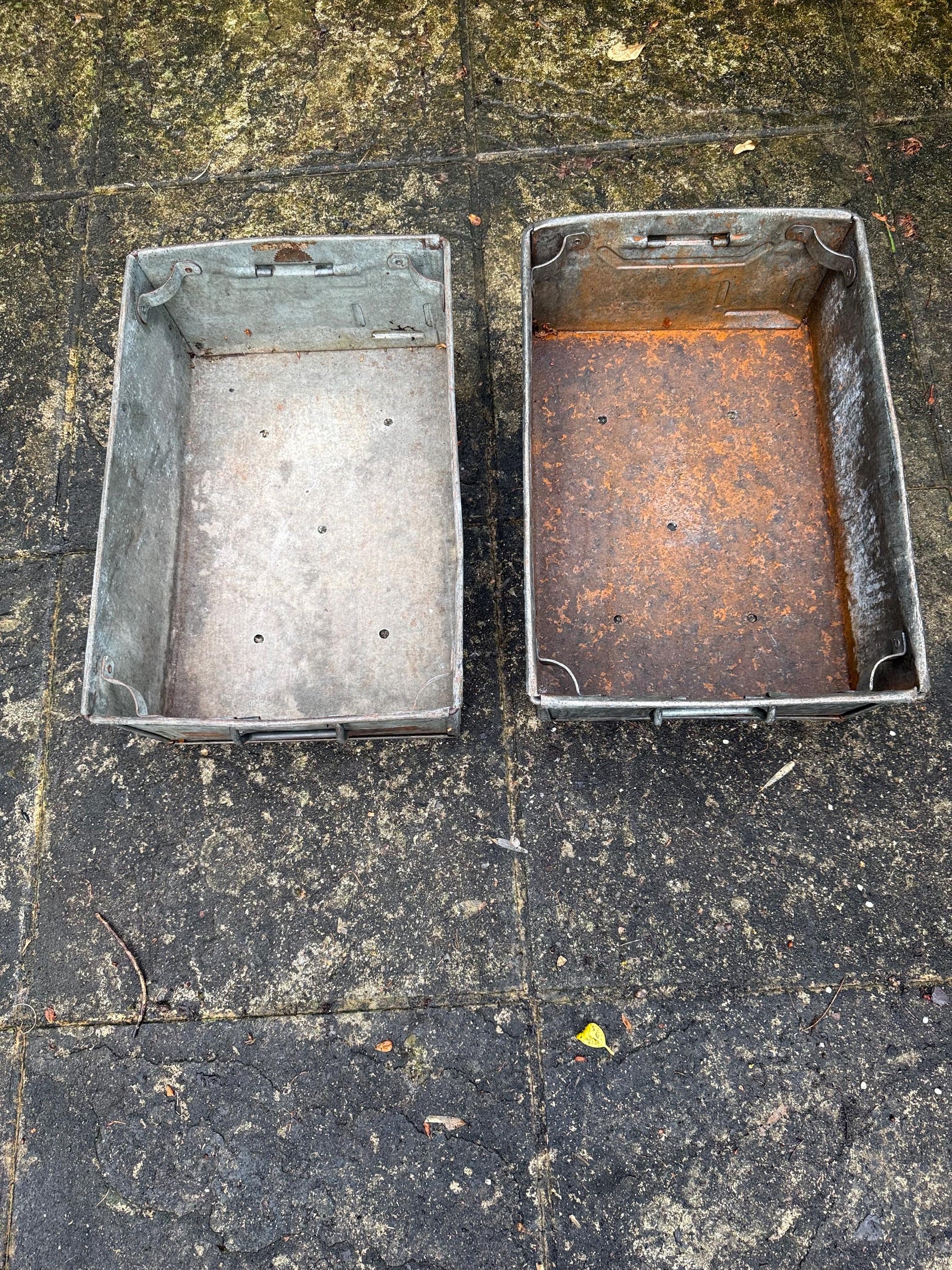 Pair of Industrial Galvanised Metal Storage Crates or Rustic Metal Planters - perfect for outdoors, patio, conservatory, kitchen 1