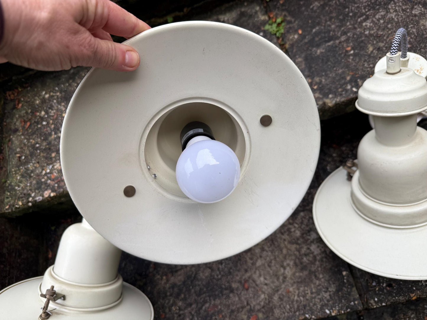 Vintage Industrial Pendant Lights, 3 enamel industrial reproduction lights