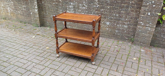 Versatile Vintage Solid Oak Three-Tier Sideboard Trolley Buffet – Display Shelves FREE HAND Delivery Top Quality Working Castors