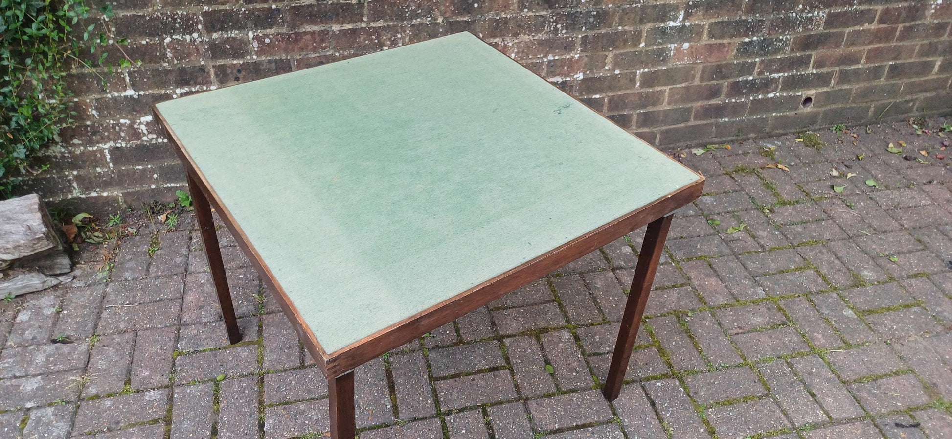 Vintage Folding Card Table with Green Felt Top – 1950s Utility Design Incredibly Practical Spare Table FREE DELIVERY