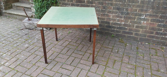 Vintage Folding Card Table with Green Felt Top – 1950s Utility Design Incredibly Practical Spare Table FREE DELIVERY