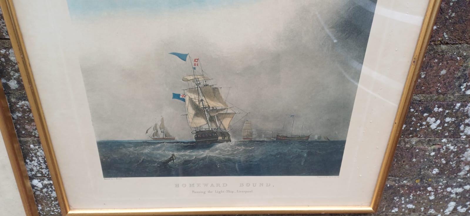 Antique Framed Maritime Art Prints by S. Walters – “Homeward Bound” & “Outward Bound”, Liverpool, Framed Nautical Scenes, Victorian Era