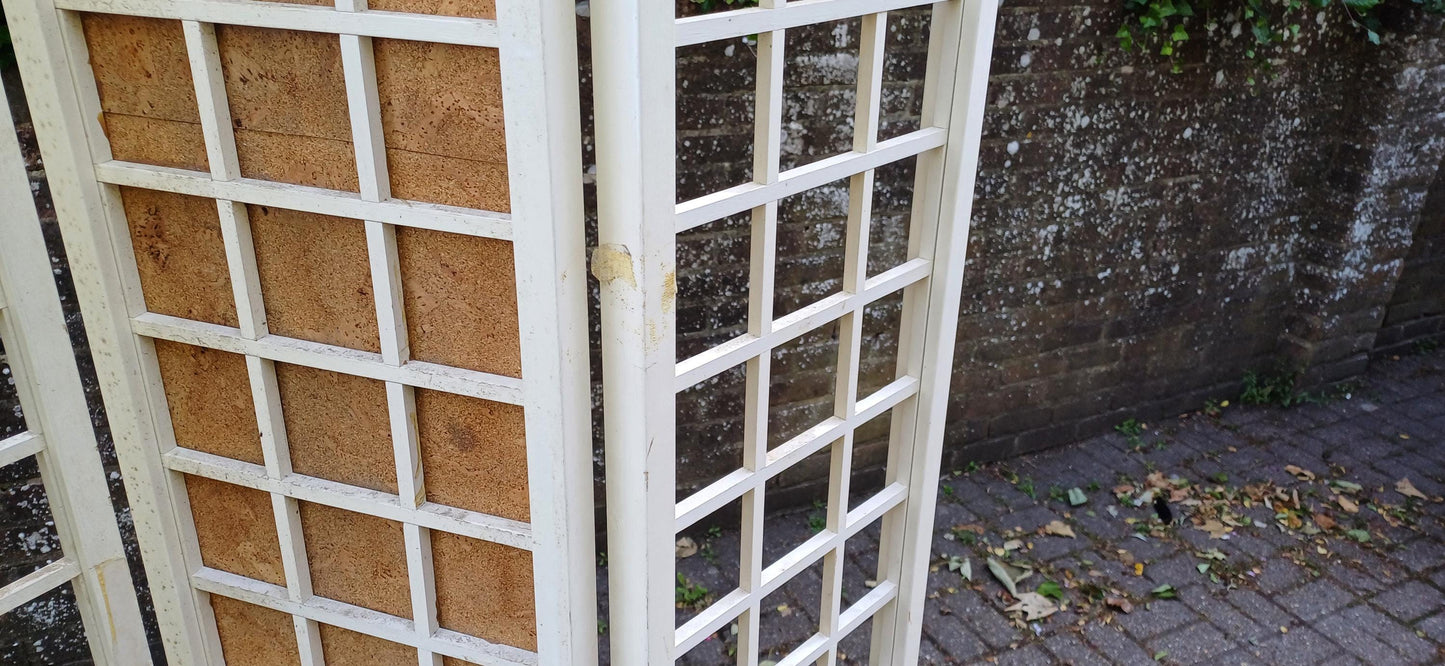 Vintage Mid Century Folding Room Divider Privacy Screen 5 Panel White Lattice Frame Shabby Chic Partition – Retro Folding FREE HAND Delivery