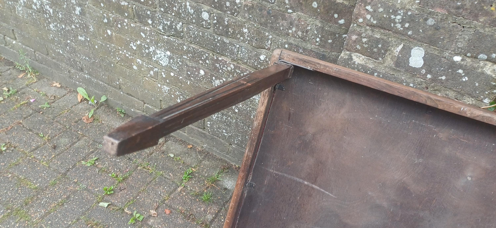 Antique Victorian Folding Card Jigsaw Table Red Velvet Baize Top, Collapsible Legs And Rare Original Metal Spring Action Lock Mechanism