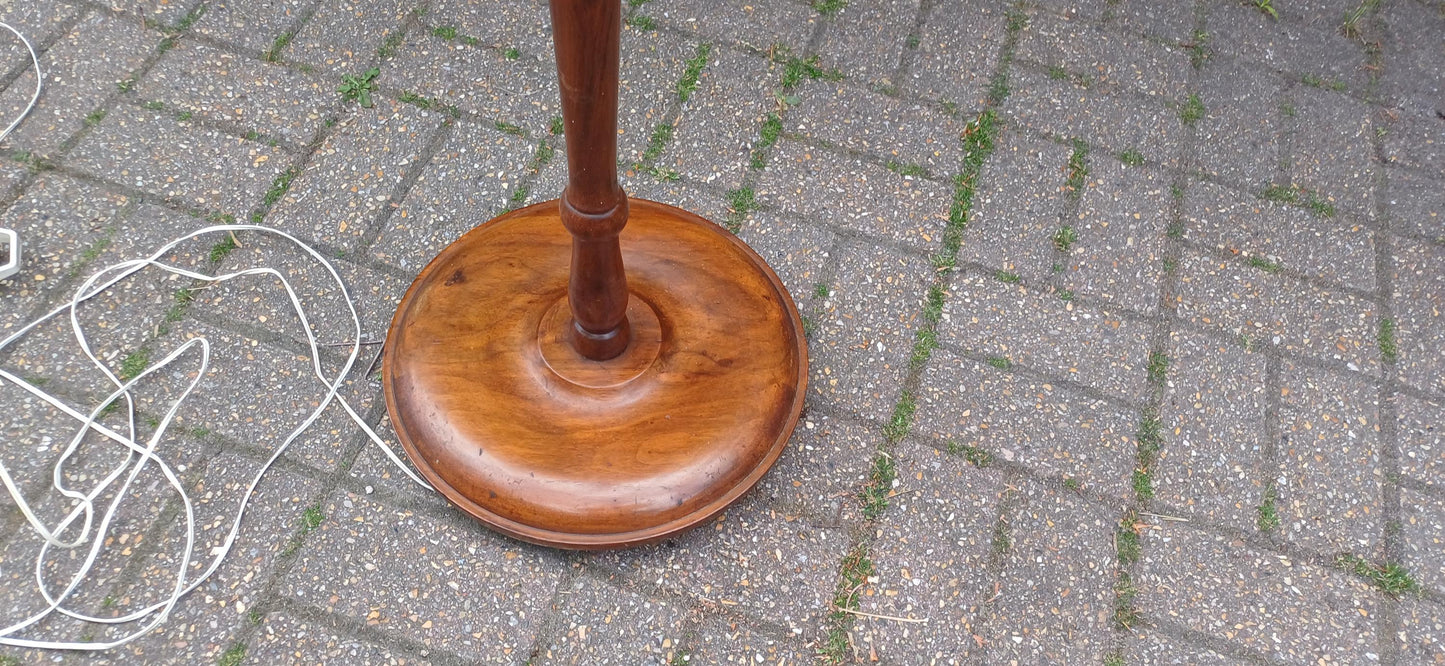 Vintage Mahogany Turned Column Floor Standard Lamp Working Order Traditional Style VGC FREE HAND Delivery