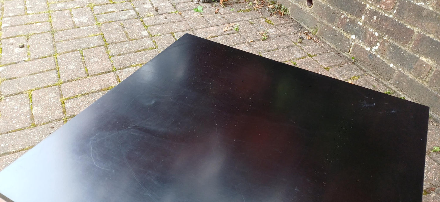 Vintage 1960s Teak & Black Formica Floating Coffee Table – Retro Mid Century Modern Square Table With Suspended Design Solid Frame